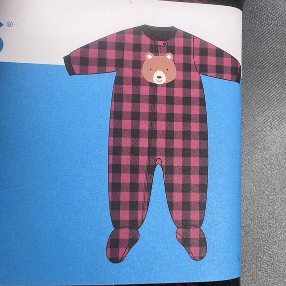 Carter's 18 Month One-Piece Fleece Footie Pajamas Zipper Red Plaid Bear PJ’s NWT - Picture 4 of 8